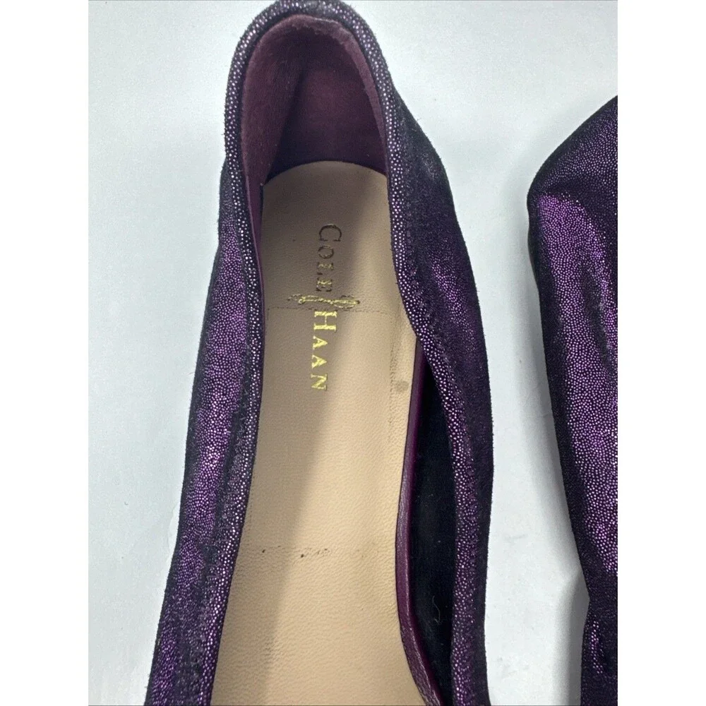 Cole Haan Janelle OT.Ballet Open Toe Leather Flats Masquerade SZ 8 B Purple